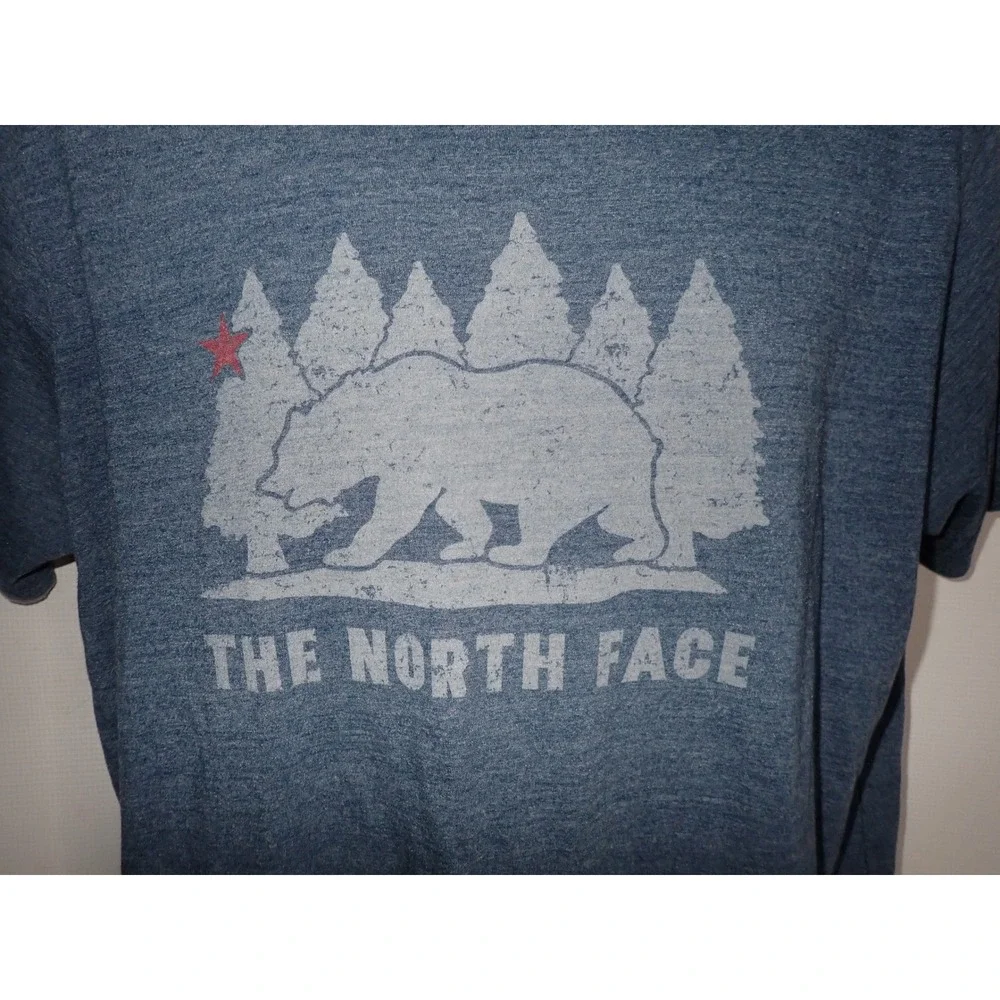 The North Face Mens California Bear Graphic T-Shirt Blue Slim Fit XL Gorpcore